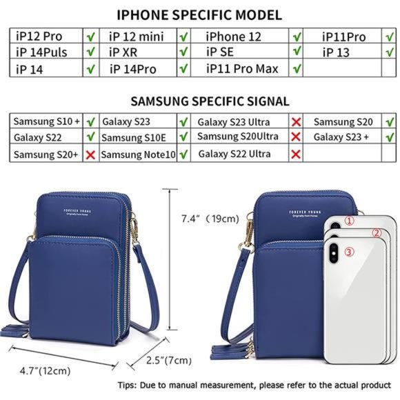 Small Crossbody Cell Phone Purse Women Mini Messenger Shoulder Handbag Wallet - Picture 4 of 6